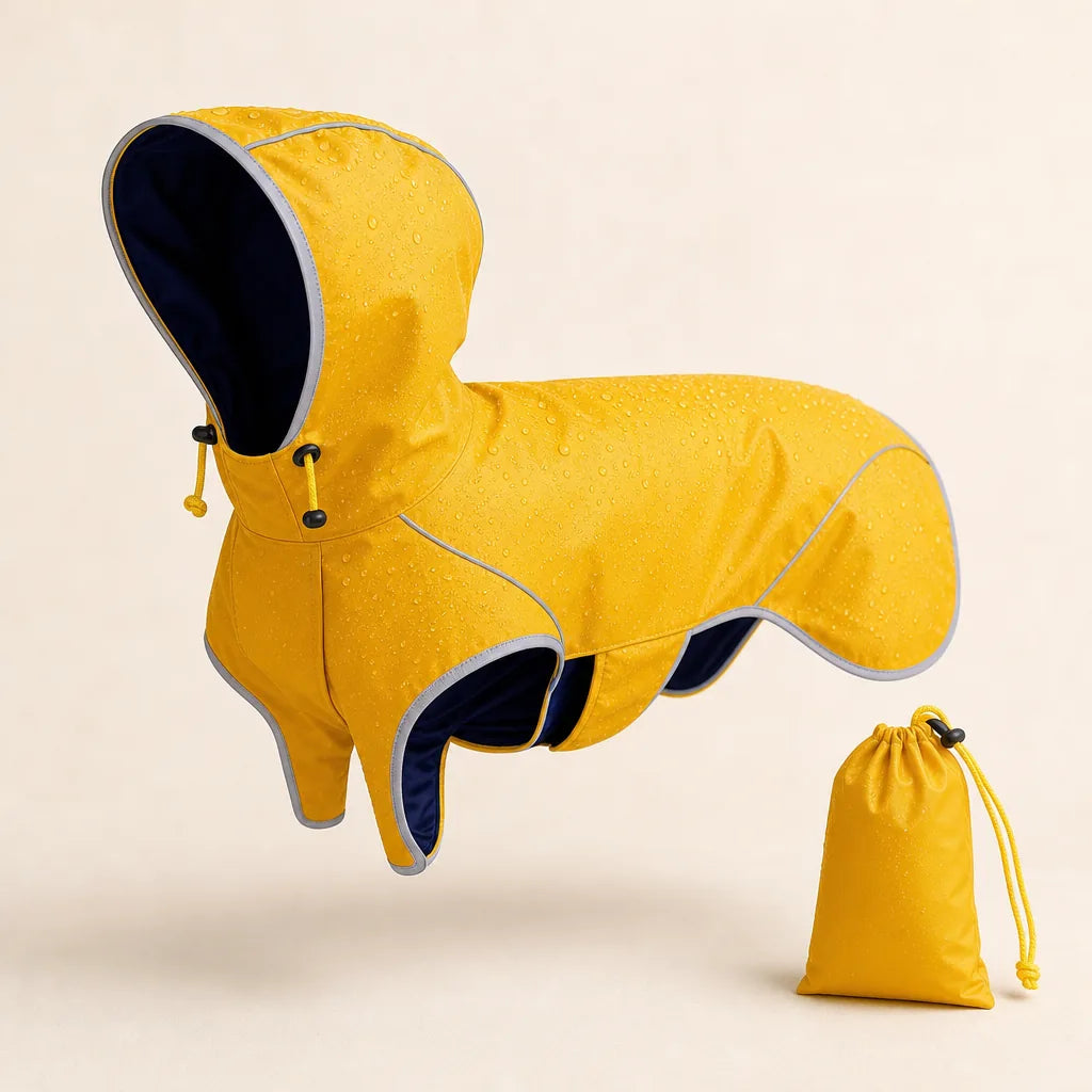 Puddle Jumper waterproof dog raincoat with reflective trim